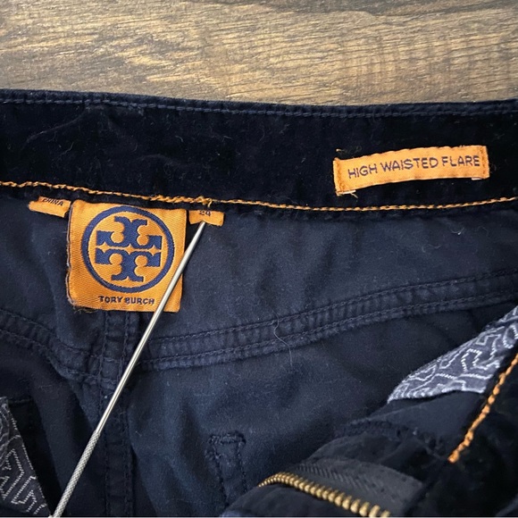 Tory Burch Navy Blue Velvet High Waist Flare - Picture 8 of 8